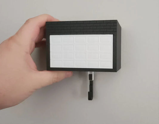 Miniature Car Garage Key Holder with 1:64 Scale Model â Wall Mount with Opening Garage Door (With Car)