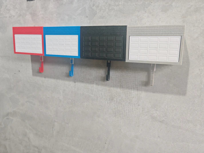 Miniature Car Garage Key Holder with 1:64 Scale Model – Wall Mount with Opening Garage Door (With Car)